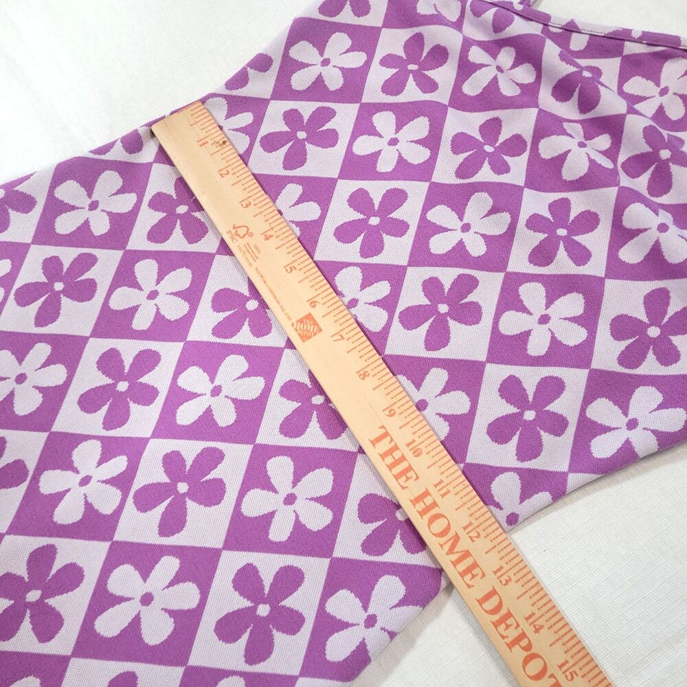 Forever 21 Retro Daisy Y2K halter Dress M Checkerboard Purple mod flower power - Picture 7 of 11